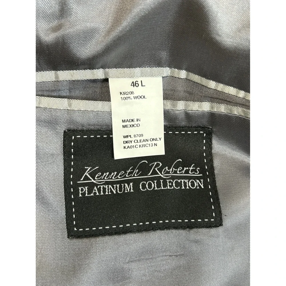 Kenneth Roberts Platinum Collection Fine Worsted Wool Black Tailored Blazer  46L